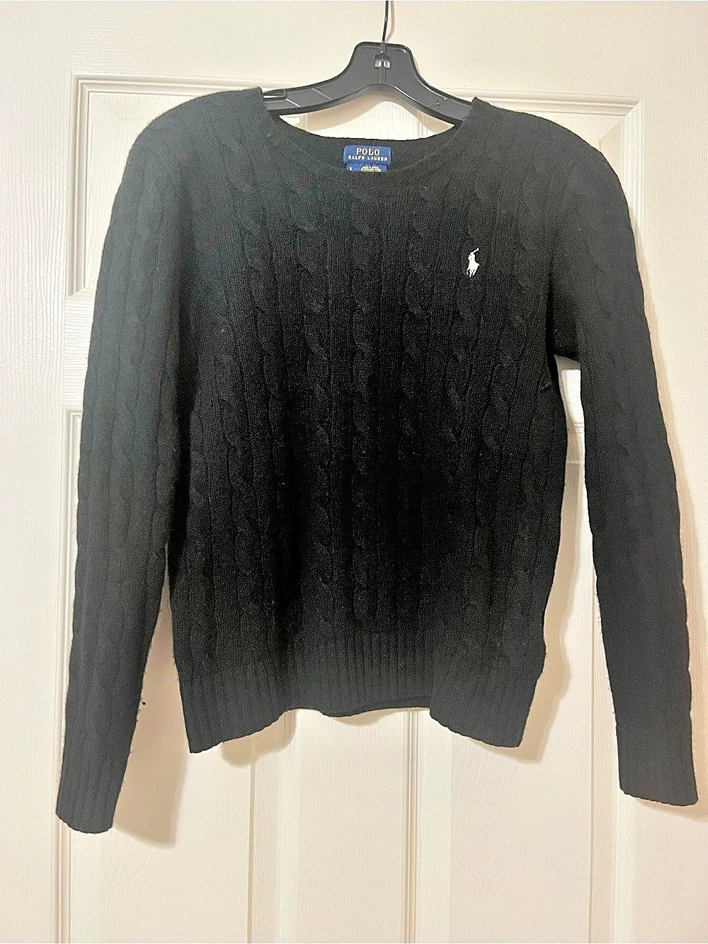 Size small women’s Polo Ralph Lauren Cable Wool-Cashmere Sweater Crewneck Black
